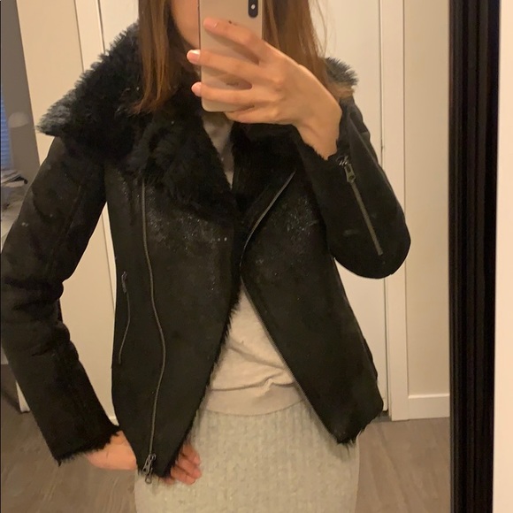 Armani exchange faux shearling biker jacket - Picture 2 of 4